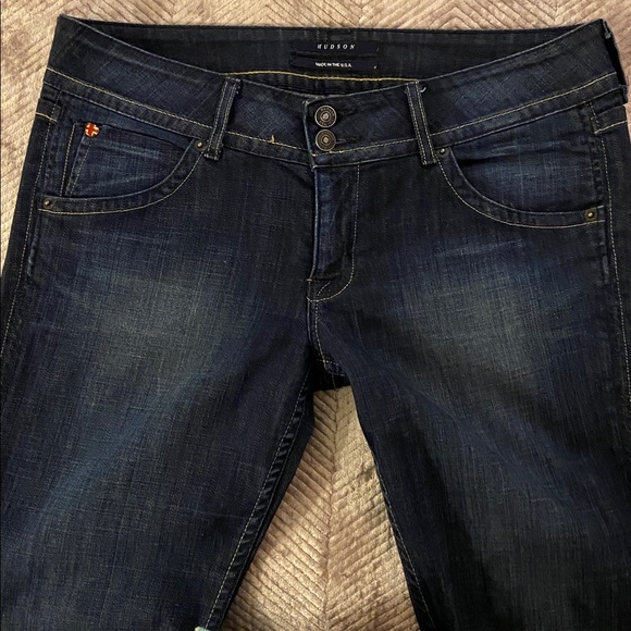Hudson flap pocket low rise bootcut 32 jeans dark rinse